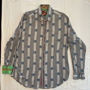 Robert Graham checkered Black and Blue Casual Button Down Shirt
